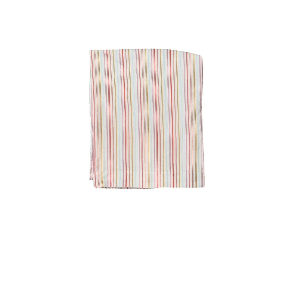 Multicolor Stripe Full Size Flat Sheet Microfiber Bedding White Pink Yellow